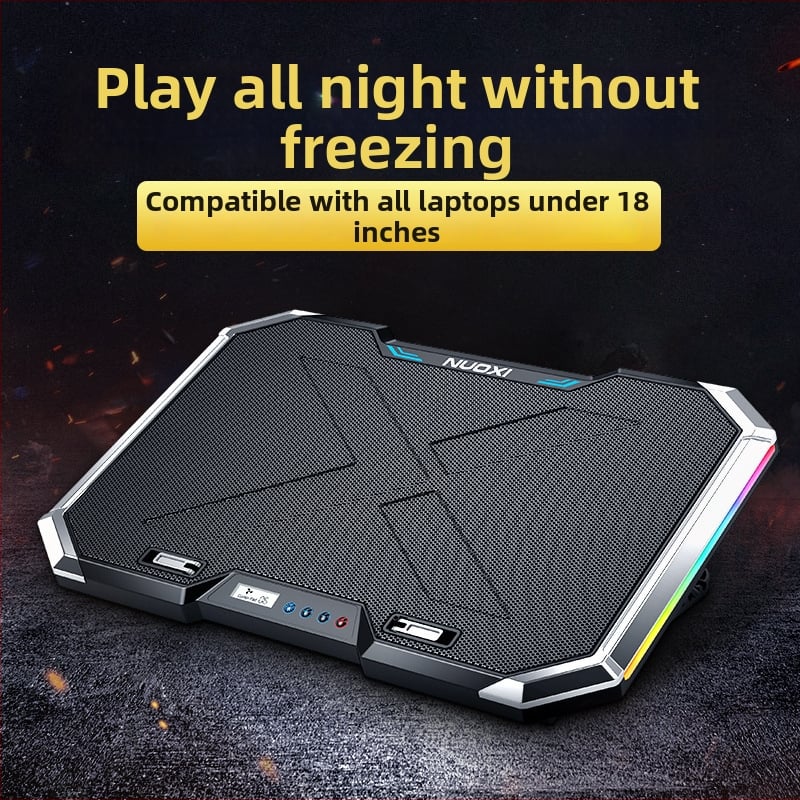 Nossi Q8 notebook chladiaca podložka s LCD displejom, RGB osvetlením a ovládaním tlačidlami, 6 ventilátorov