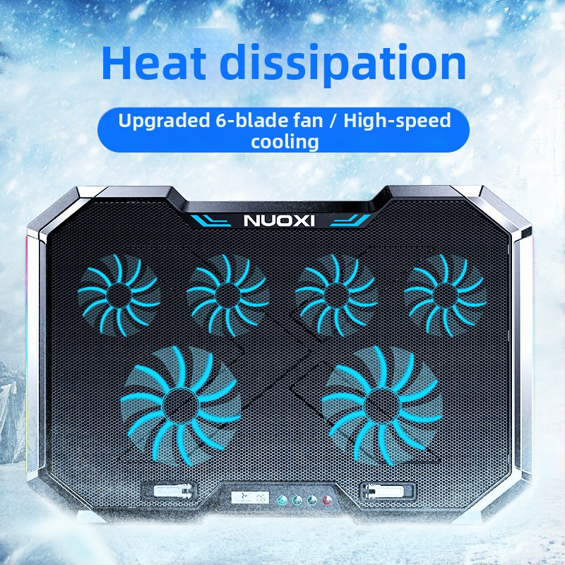 Nossi Q8 notebook chladiaca podložka s LCD displejom, RGB osvetlením a ovládaním tlačidlami, 6 ventilátorov