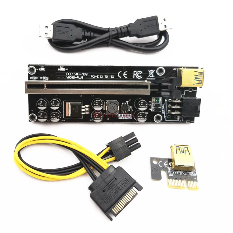 PCIE VER009S PLUS PCIe επέκταση κάρτας γραφικών, 1X-16X, 8 LED πυκνωτές, πυρήνας από ταινισμένο χαλκό