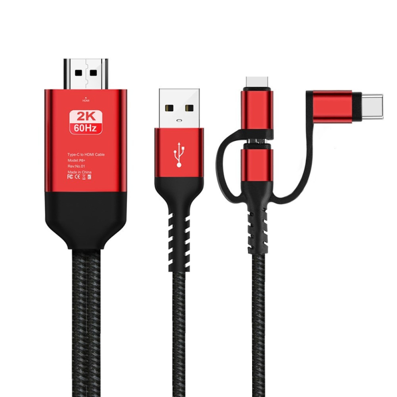 Type-C HDMI troj-za-1 mobilný adaptér pre zrkadlenie obrazovky, 1:3 splitter, HDMI rozhranie, 1080p, importovaný čip