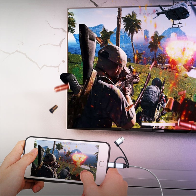 Type-C HDMI troj-za-1 mobilný adaptér pre zrkadlenie obrazovky, 1:3 splitter, HDMI rozhranie, 1080p, importovaný čip