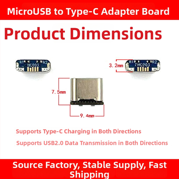 Adaptérska doska MicroUSB na Type-C pre ovládač PS4, USB 2.0 rozhranie, dĺžka 7,5 mm, meďové jadro, model MC003 / FMC003