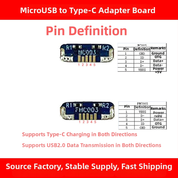 Adaptérska doska MicroUSB na Type-C pre ovládač PS4, USB 2.0 rozhranie, dĺžka 7,5 mm, meďové jadro, model MC003 / FMC003