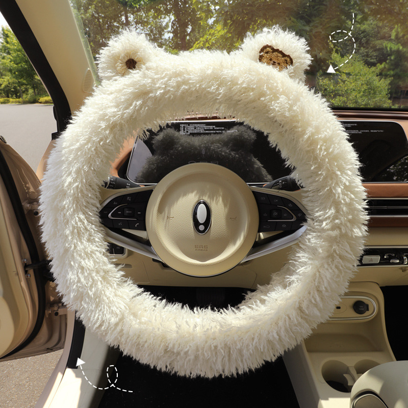 Plišani pokrivač volana za zimu — protuklizni, sladak stil, univerzalna prilagodba, materijal: umjetni pliš