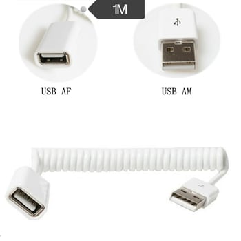 USB 2.0 patch kabel, povlačni opružni dizajn, USB-A muški – USB-A ženski