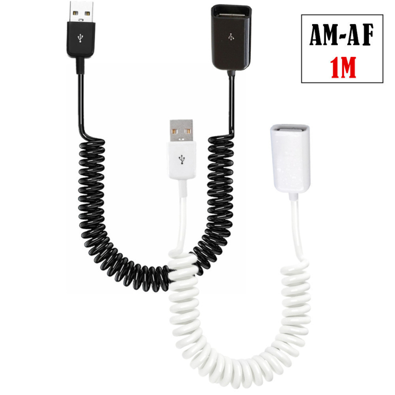 USB 2.0 patch kabel, povlačni opružni dizajn, USB-A muški – USB-A ženski