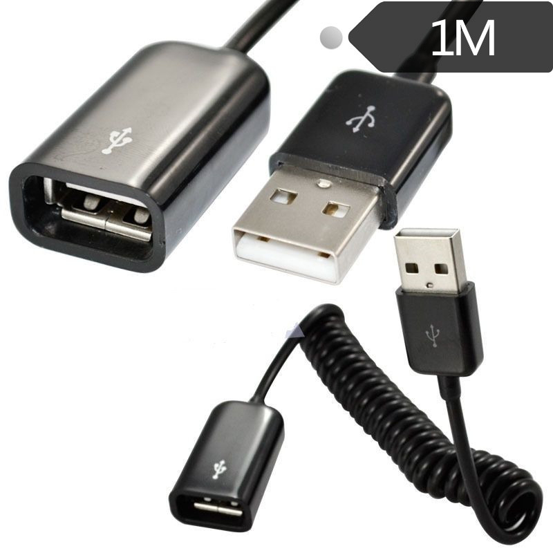 USB 2.0 patch kabel, povlačni opružni dizajn, USB-A muški – USB-A ženski