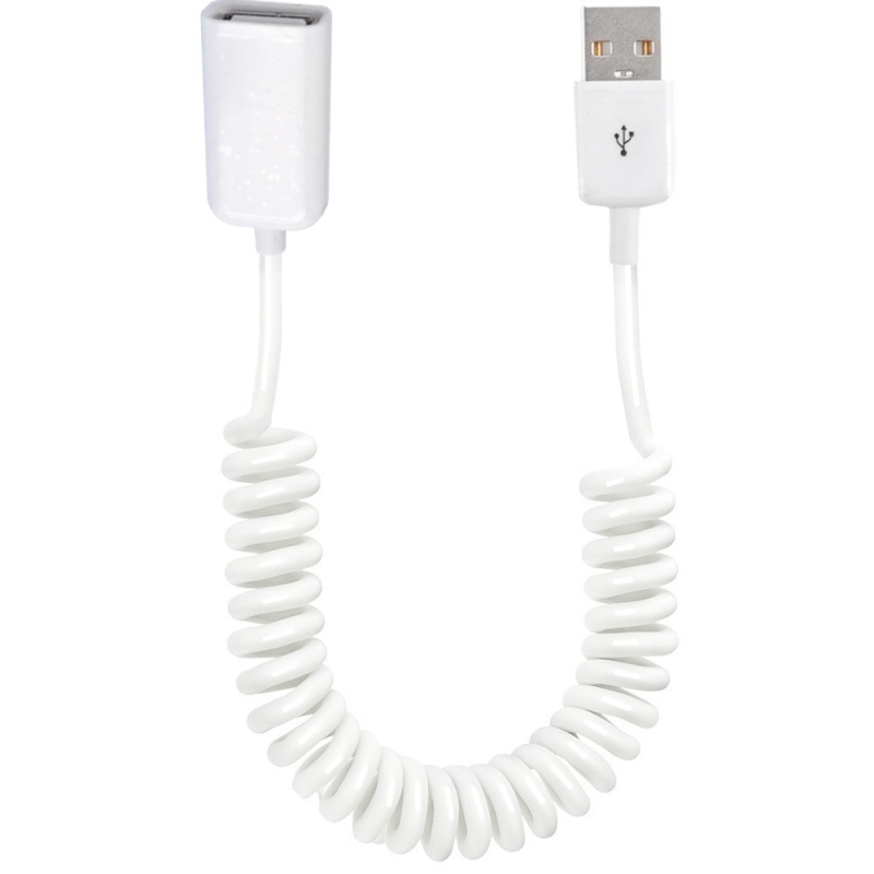 USB 2.0 patch kabel, povlačni opružni dizajn, USB-A muški – USB-A ženski