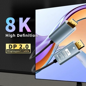 Cablu DisplayPort către DisplayPort, DP 1.4, suport 8K60Hz, adaptor video Type-C către DP, lungime 2 m