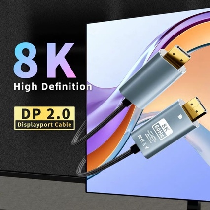 Cablu DisplayPort către DisplayPort, DP 1.4, suport 8K60Hz, adaptor video Type-C către DP, lungime 2 m