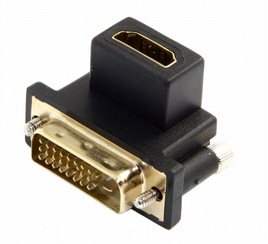 Καλώδιο DVI μετατροπής, γωνία 90°, HDTV θηλυκό προς DVI αρσενικό, για φορητές και επιτραπέζιες κάρτες γραφικών