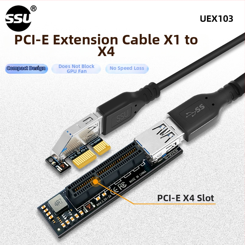 PCIe 1X predlžovací kábel, SSU UEX103, patch cord, rozhranie: Iné, dĺžka 0.6 m