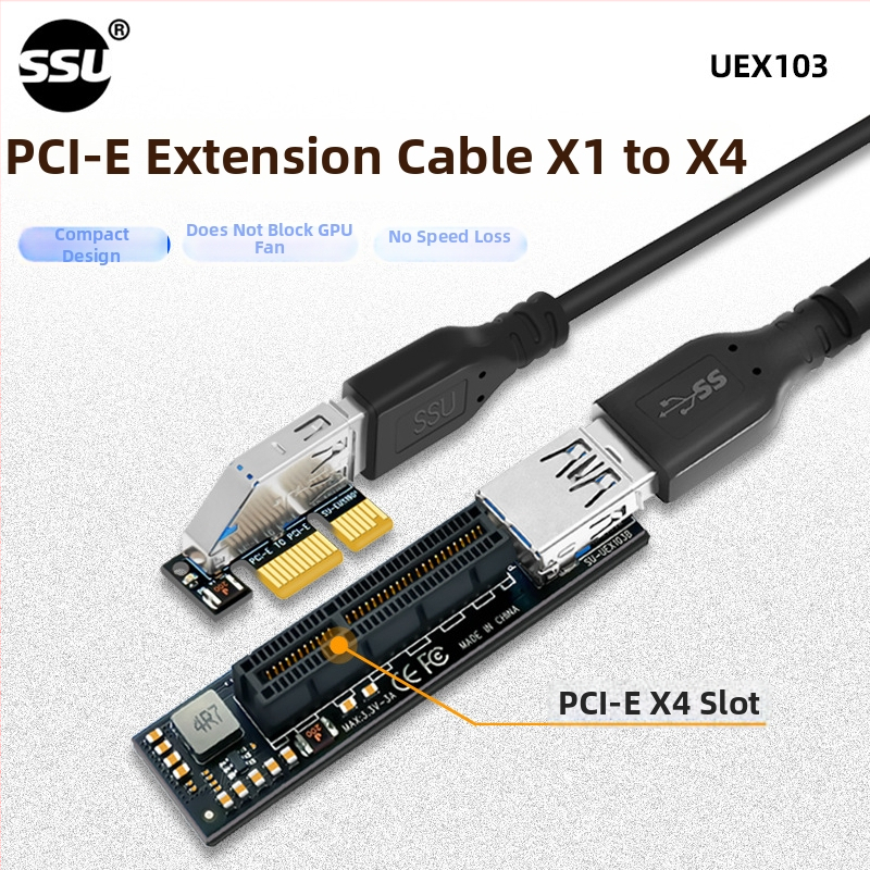PCIe 1X predlžovací kábel, SSU UEX103, patch cord, rozhranie: Iné, dĺžka 0.6 m