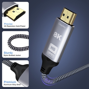 Cablu adaptor DP 1.4 la HDMI, 8K@30Hz, 40 Gbps, model F0206, pentru monitor desktop