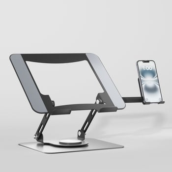 Suport pliabil pentru laptop cu construcție metalică, înălțime reglabilă și design rotativ, compatibil cu dispozitive de 10–17 inch, model JT16R-A, greutate 1,2 kg