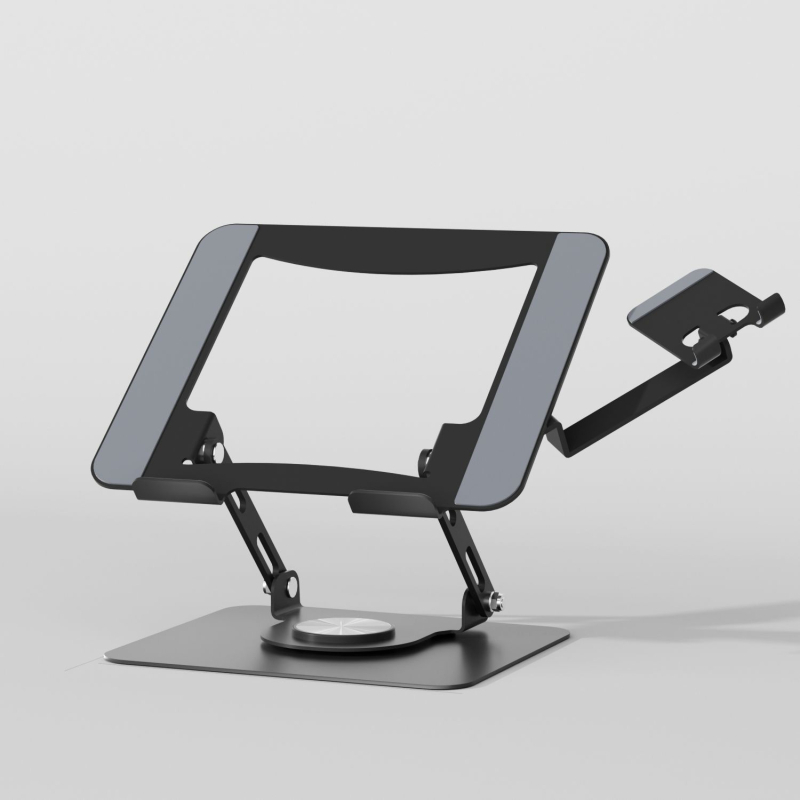 Suport pliabil pentru laptop cu construcție metalică, înălțime reglabilă și design rotativ, compatibil cu dispozitive de 10–17 inch, model JT16R-A, greutate 1,2 kg