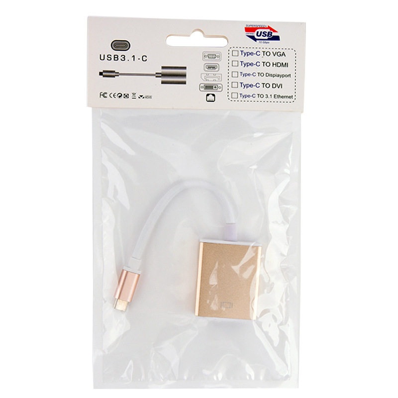 HC-TC02 Type-C VGA adapterkábel, rézmagos