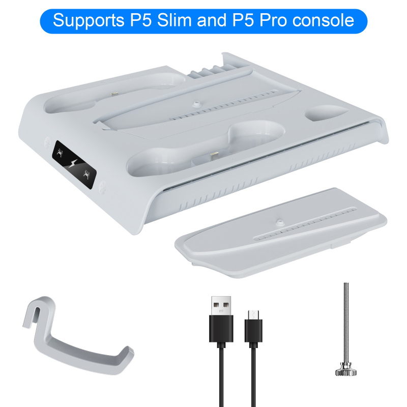 P5 Slim kućište za hlađenje konzole i dok za punjenje za kontroler s nosačem slušalica i RGB osvjetljenjem