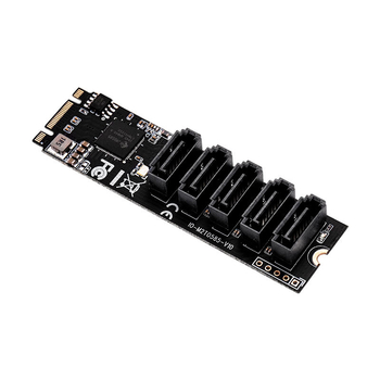 Carte adaptor M.2 PCIe3.0 către 5 porturi SATA3.0, NVMe Protocol, adaptor pentru hard disk, model IO-M2F585-5I, cip JMicron JBM585
