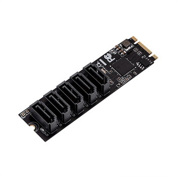Carte adaptor M.2 PCIe3.0 către 5 porturi SATA3.0, NVMe Protocol, adaptor pentru hard disk, model IO-M2F585-5I, cip JMicron JBM585