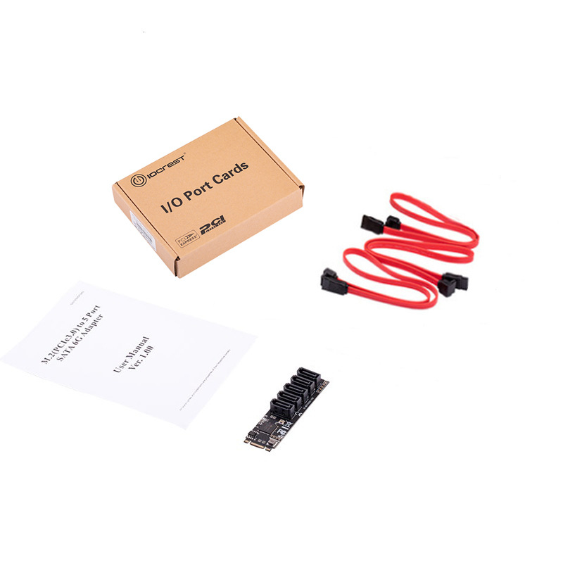 Carte adaptor M.2 PCIe3.0 către 5 porturi SATA3.0, NVMe Protocol, adaptor pentru hard disk, model IO-M2F585-5I, cip JMicron JBM585