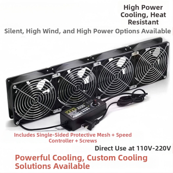 Tylius didelio oro srauto išmetimo ventiliatorius 220V su greičio reguliatoriumi, skirtas kompiuterio korpuso ir vaizdo plokštės aušinimui