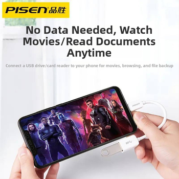 Pisen Type-C OTG dátový kábel – USB 3.0 OTG adaptér pre Huawei Android telefóny, dĺžka 0.15 m, jednosmerný konektor