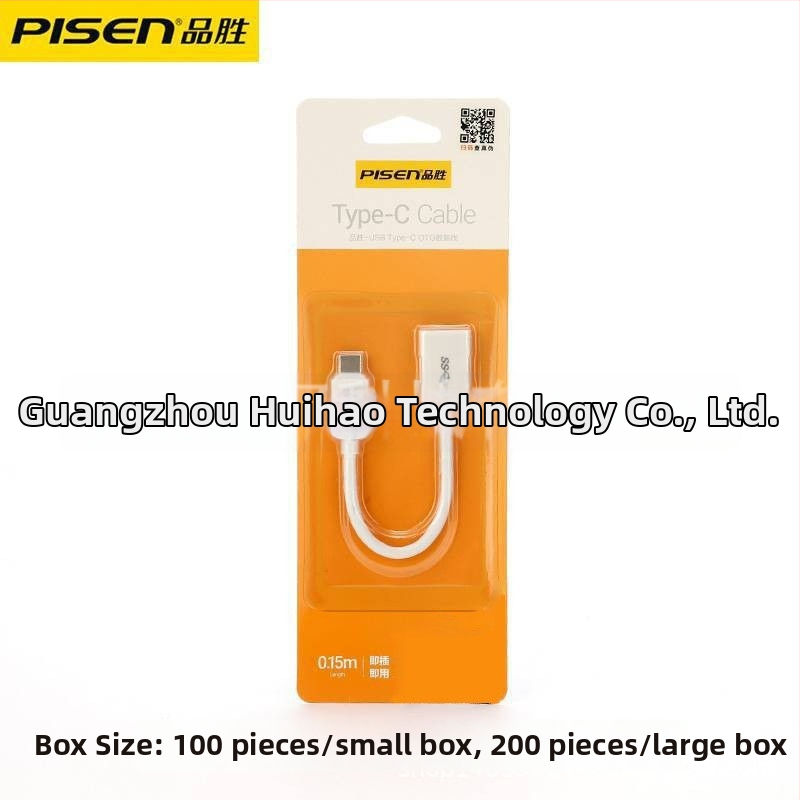 Pisen Type-C OTG dátový kábel – USB 3.0 OTG adaptér pre Huawei Android telefóny, dĺžka 0.15 m, jednosmerný konektor