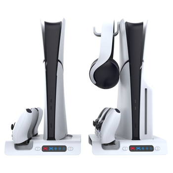 PS5slim bază de răcire cu iluminare RGB, suport pentru discuri, cârlig pentru căști, interfață USB, material ABS