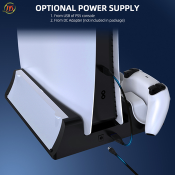 PS5/PS5 Slim dzesēšanas apakšdaļa ar USB HUB un dubultu uzlādi kontrolleriem — modelis JYS-P5130-2; Materiāls ABS
