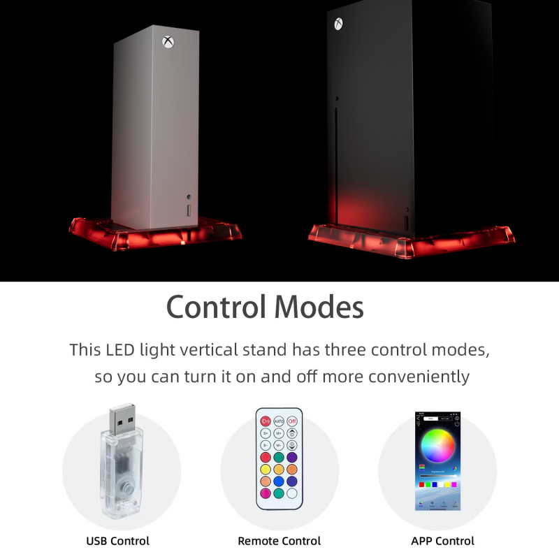 RGB baza za hlađenje za Xbox Series X/S s USB sučeljem — Model KLXS001, ABS materijal, uključuje daljinski upravljač i priručnik