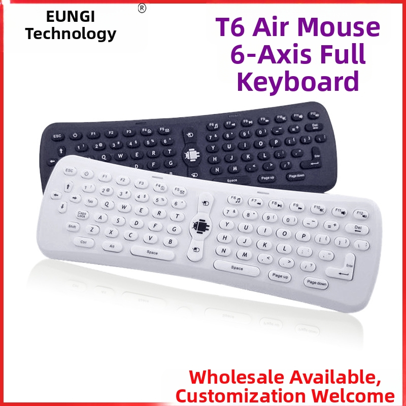 T6 Mini Bezvadu Tastatūra ar 2.4G savienojumu, USB interfeiss, 10 m Diapazons, 1000dpi, Sešu Asi Giroskop, Air Mouse Funkcija