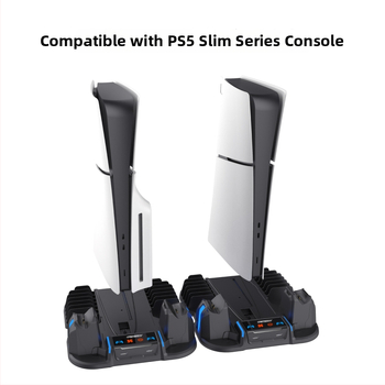 PS5 Pro/PS5 Slim chladiaca základňa s nabíjaním ovládača a úložiskom kariet hier (ABS)