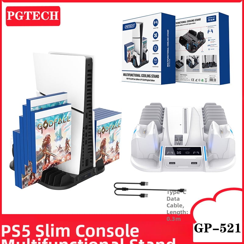 PS5 Pro/PS5 Slim chladiaca základňa s nabíjaním ovládača a úložiskom kariet hier (ABS)