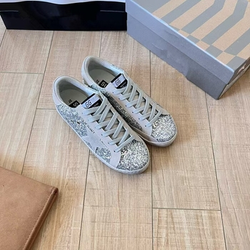 Pantofi casual din piele naturală, model cu stele, branț EVA, talpă din cauciuc, toc 1–3 cm