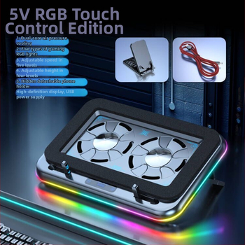 Nešiojamojo kompiuterio aušinimo pagrindas su 2 ventiliatoriais, oro aušinimas, medžiaga ABS+metalas, modelis Ice Demon 12