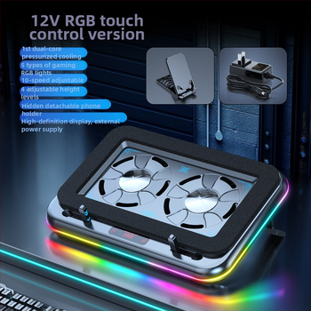 Nešiojamojo kompiuterio aušinimo pagrindas su 2 ventiliatoriais, oro aušinimas, medžiaga ABS+metalas, modelis Ice Demon 12