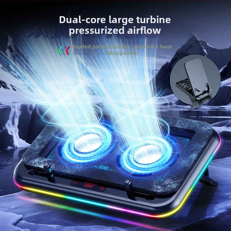 Nešiojamojo kompiuterio aušinimo pagrindas su 2 ventiliatoriais, oro aušinimas, medžiaga ABS+metalas, modelis Ice Demon 12