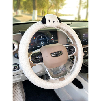 Husă volan auto, pluș de iarnă, potrivire universală, model solid, cusută la mașină