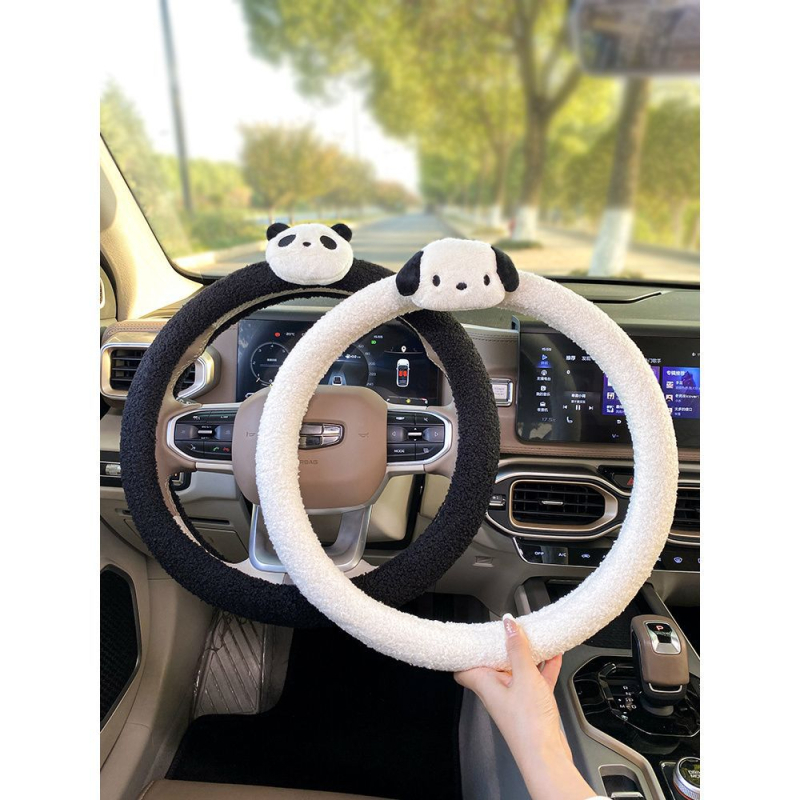 Husă volan auto, pluș de iarnă, potrivire universală, model solid, cusută la mașină