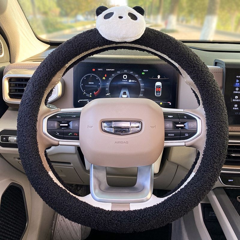 Husă volan auto, pluș de iarnă, potrivire universală, model solid, cusută la mașină