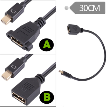 Cablu adaptor Mini DisplayPort M către DP F, cu contacte placate cu aur, 4K suport