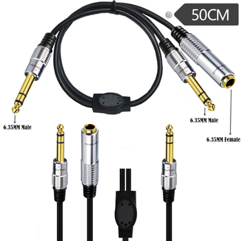 Cablu adaptor, splitter în Y cu canal dual, conductori din trei fire, carcasă metalică, conectori placati cu aur