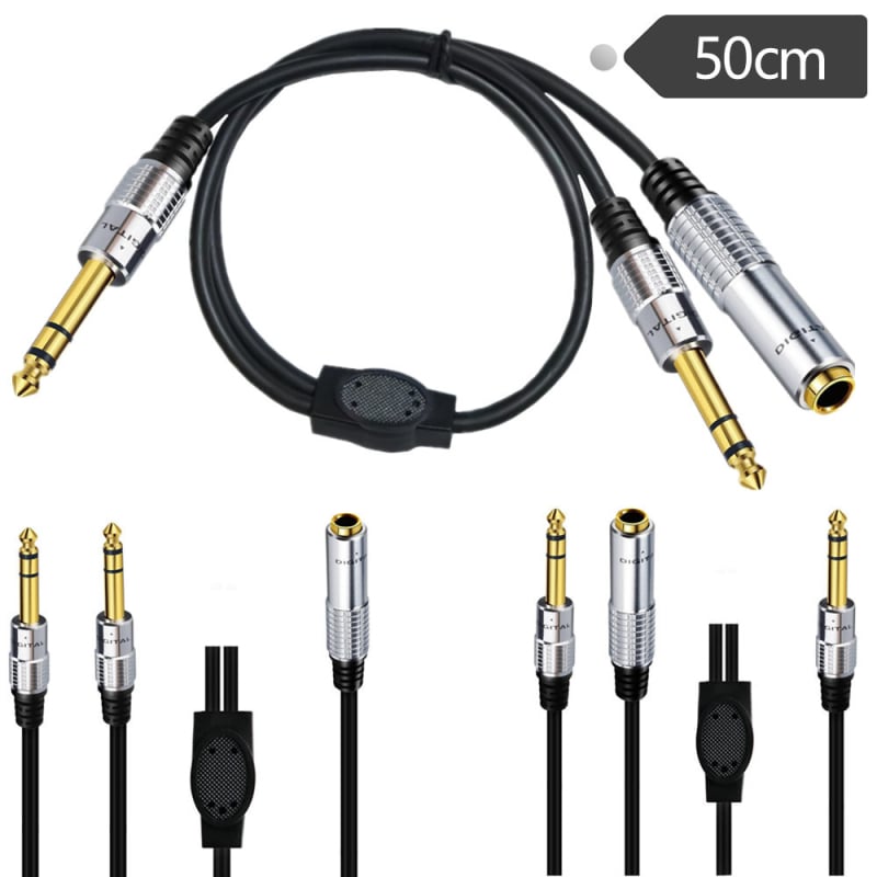 Cablu adaptor, splitter în Y cu canal dual, conductori din trei fire, carcasă metalică, conectori placati cu aur