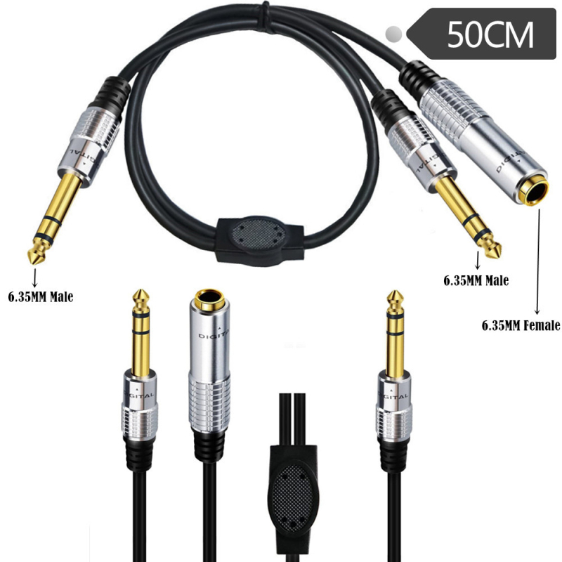 Cablu adaptor, splitter în Y cu canal dual, conductori din trei fire, carcasă metalică, conectori placati cu aur