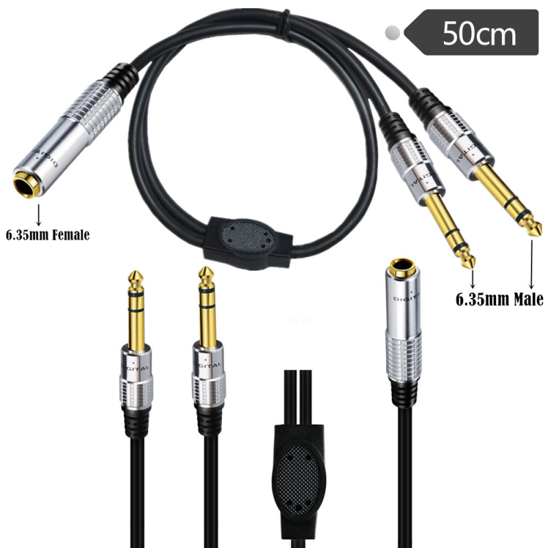 Cablu adaptor, splitter în Y cu canal dual, conductori din trei fire, carcasă metalică, conectori placati cu aur