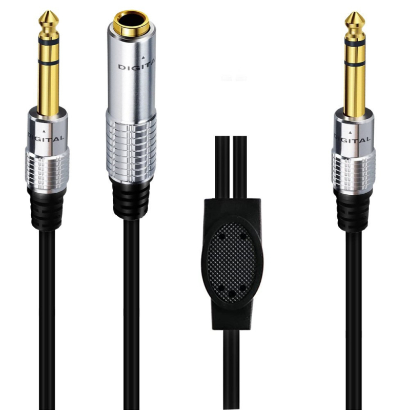 Cablu adaptor, splitter în Y cu canal dual, conductori din trei fire, carcasă metalică, conectori placati cu aur