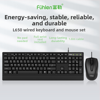 L650 káblový set klávesnice a myši – USB, 1000dpi optický, 1,5 m kábel, ergonomický dizajn
