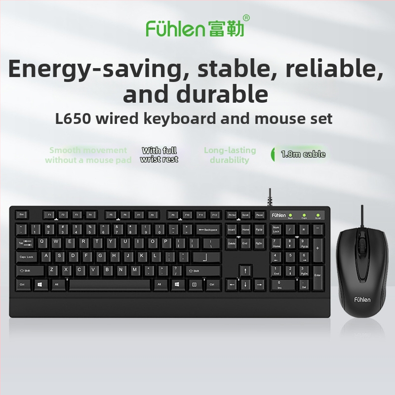 L650 káblový set klávesnice a myši – USB, 1000dpi optický, 1,5 m kábel, ergonomický dizajn