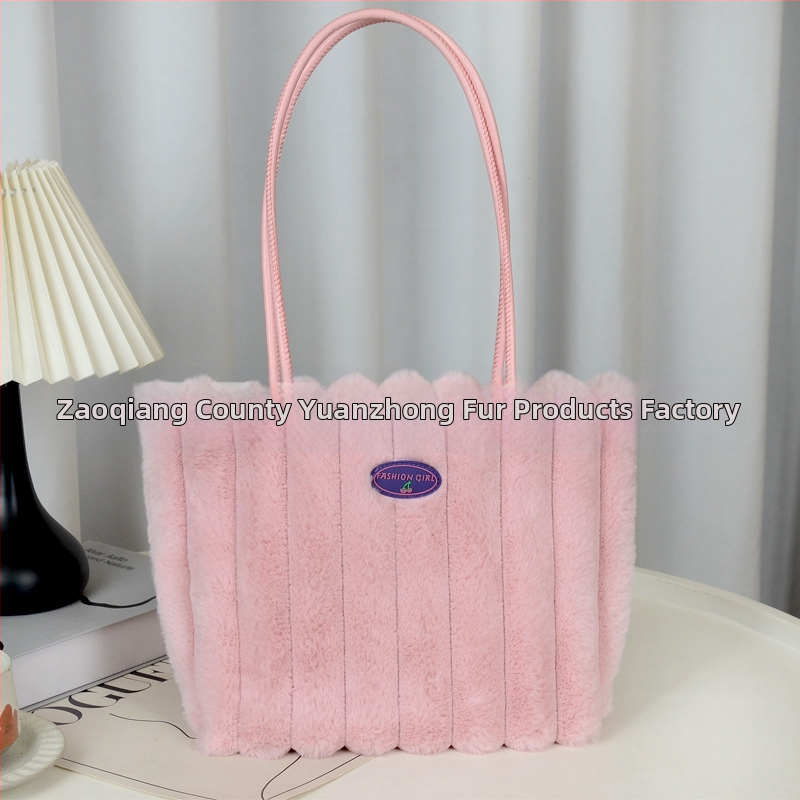 Geantă de pluș pentru femei, stil urban minimalist, formă pătrată orizontală, căptușeală PU, interior laminat cu fermoar